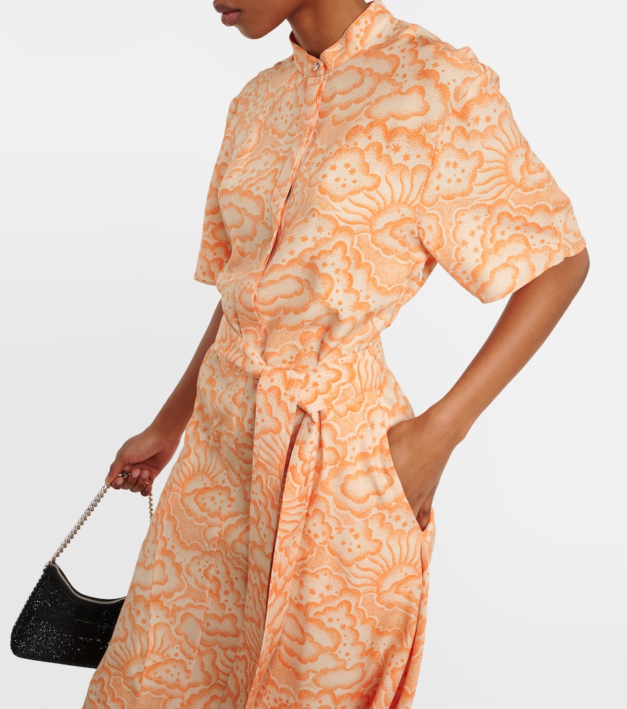 Printed asymmetric silk midi dress