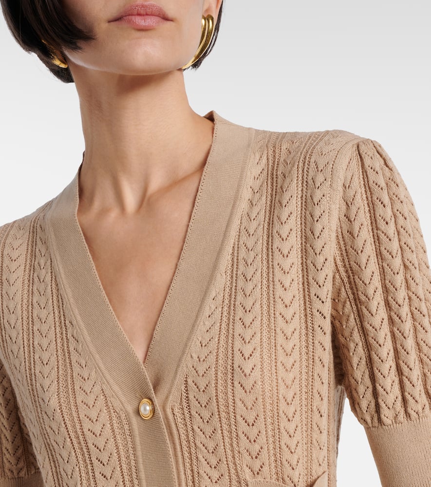 Pointelle cotton and cashmere cardigan