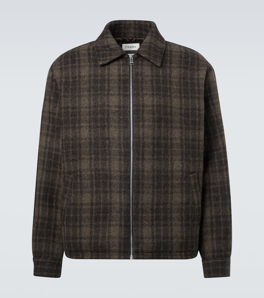 Checked virgin wool blouson jacket
