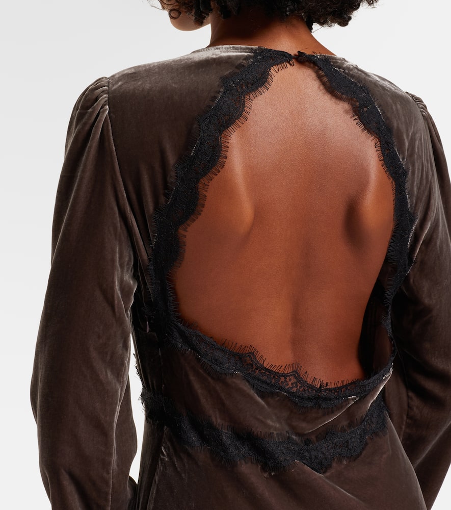 Alesha lace-trimmed velvet maxi dress
