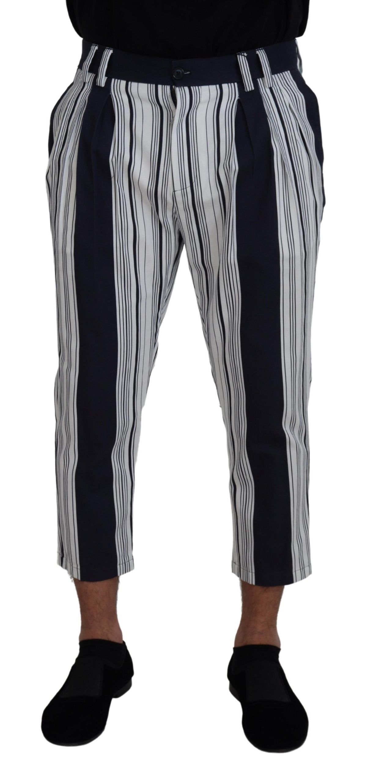 Cotton Striped Trousers — White
