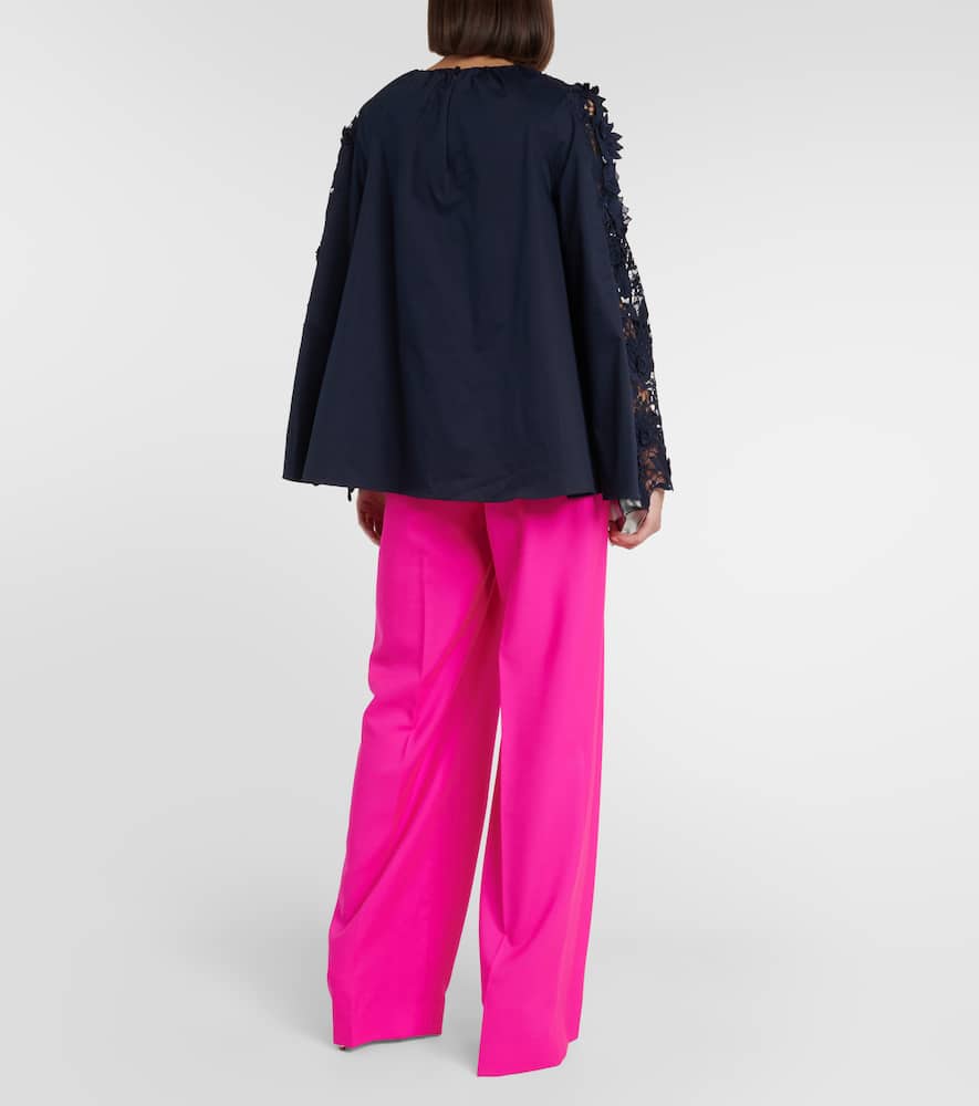 Lace-detail cotton blouse