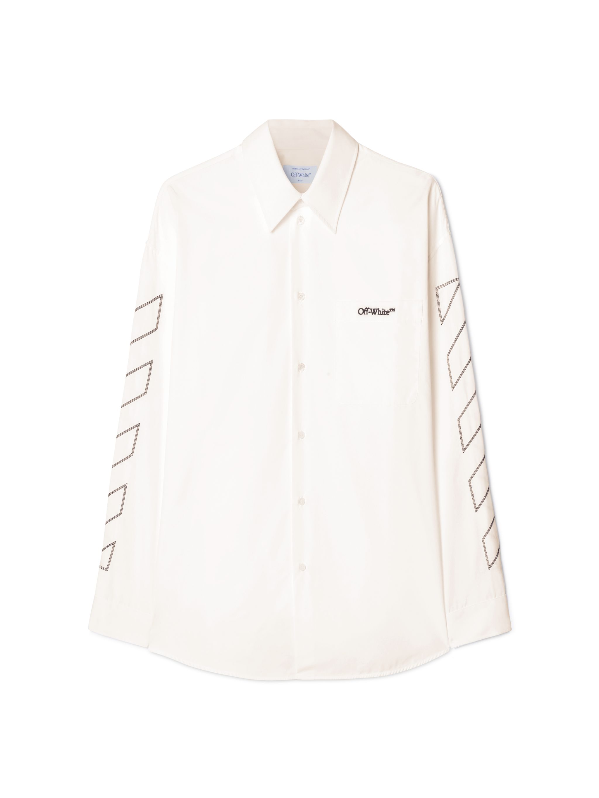 White Diagonal Outline Overshirt