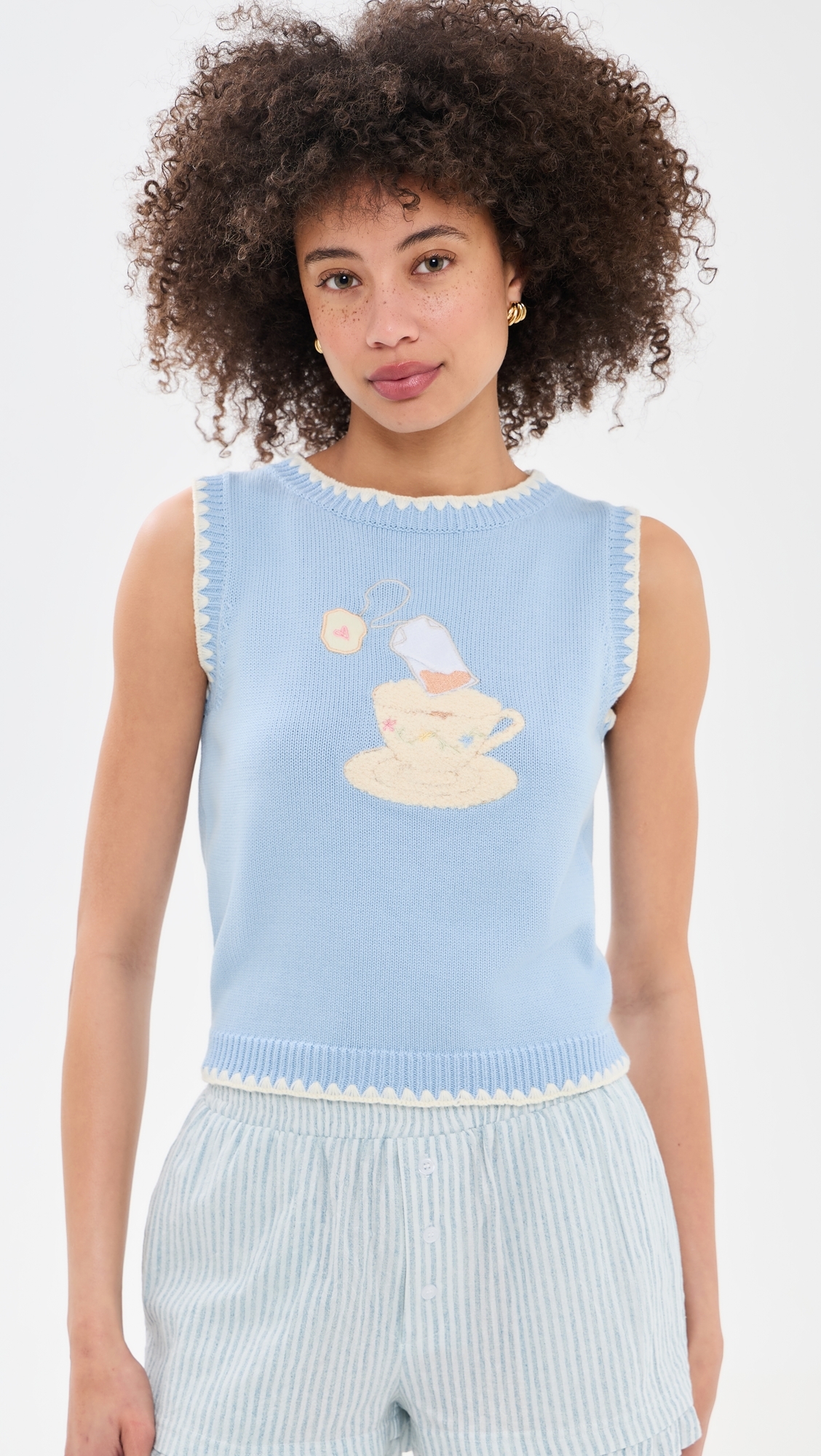 Teacup Knitted Tank Blue