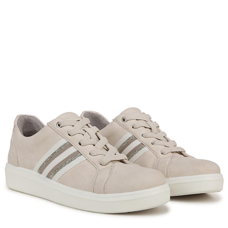 Happy Friday Lace Up Sneakers (Beige Stretch Faux Leather)