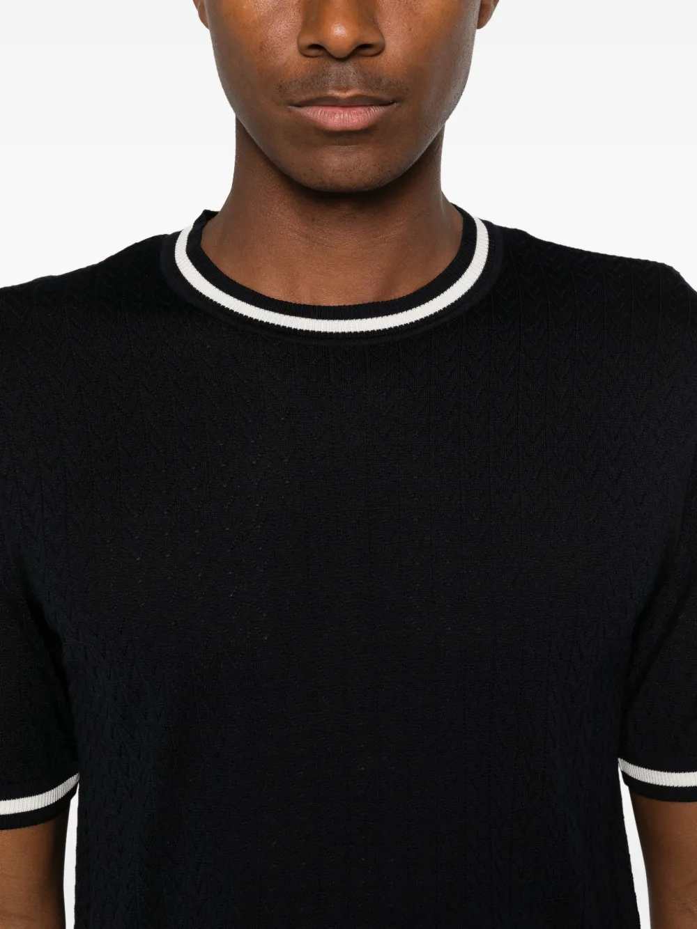 Montecore - T-shirt en maille fine avec bordure contrastée