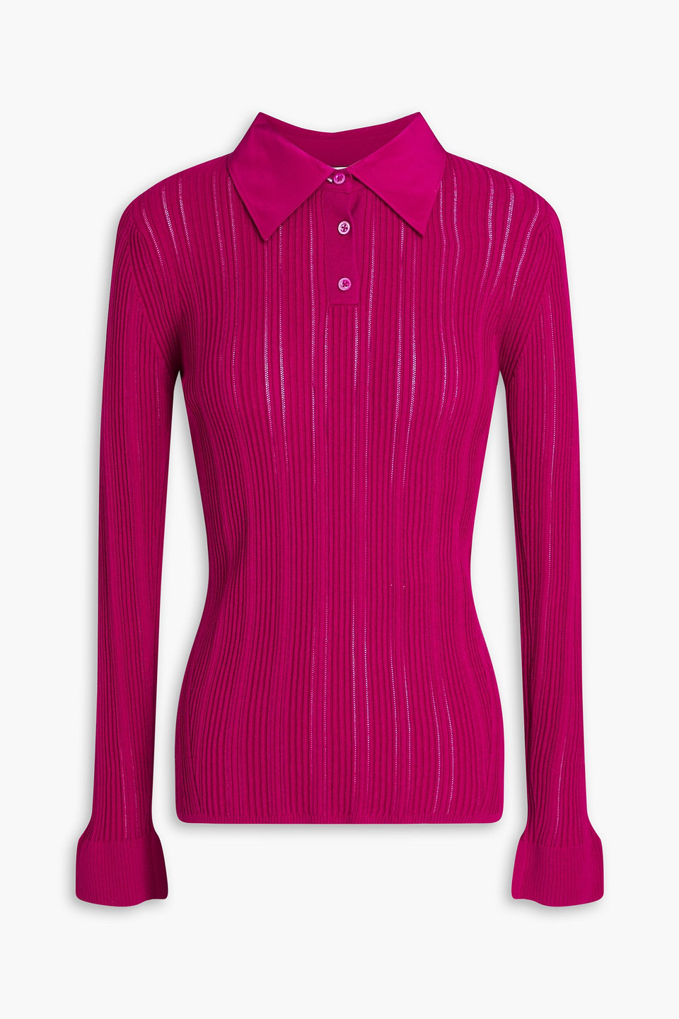 Ribbed cotton-blend polo shirt