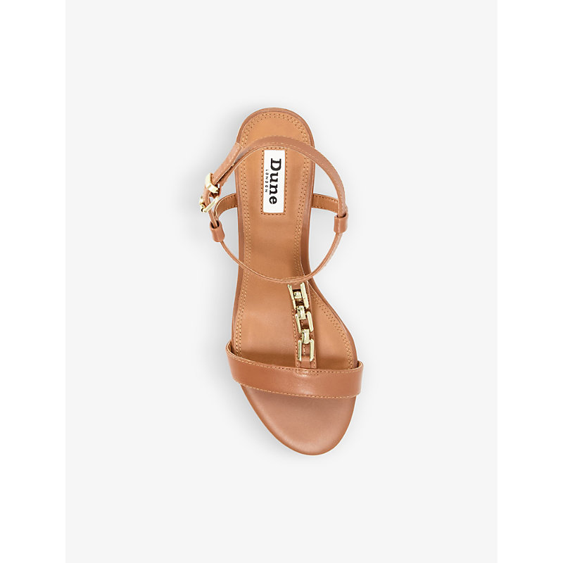 Womens Tan-leather Just Regular-fit Chain Leather Sandals
