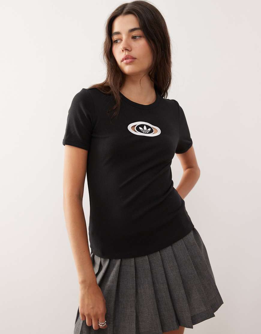 Ribbed 00's tee in black
