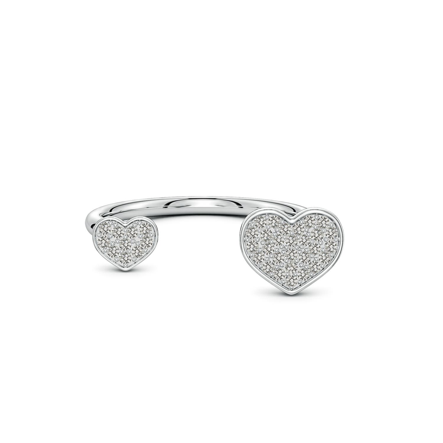 Angara 1.05 MM Pavé Diamond Double Heart Open Ring in Silver