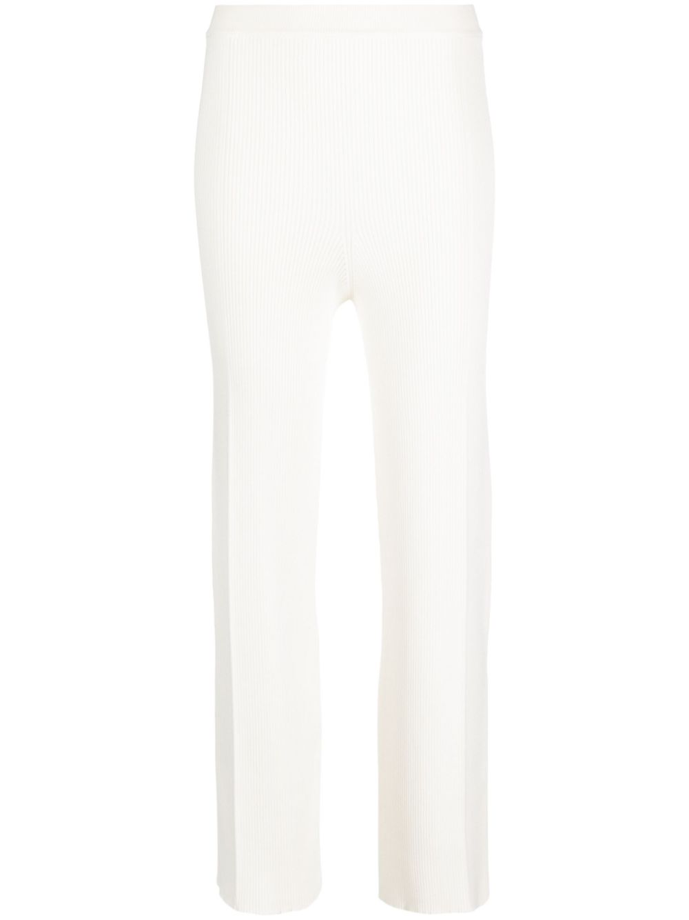 Straight-leg rib-knit trousers - Neutrals