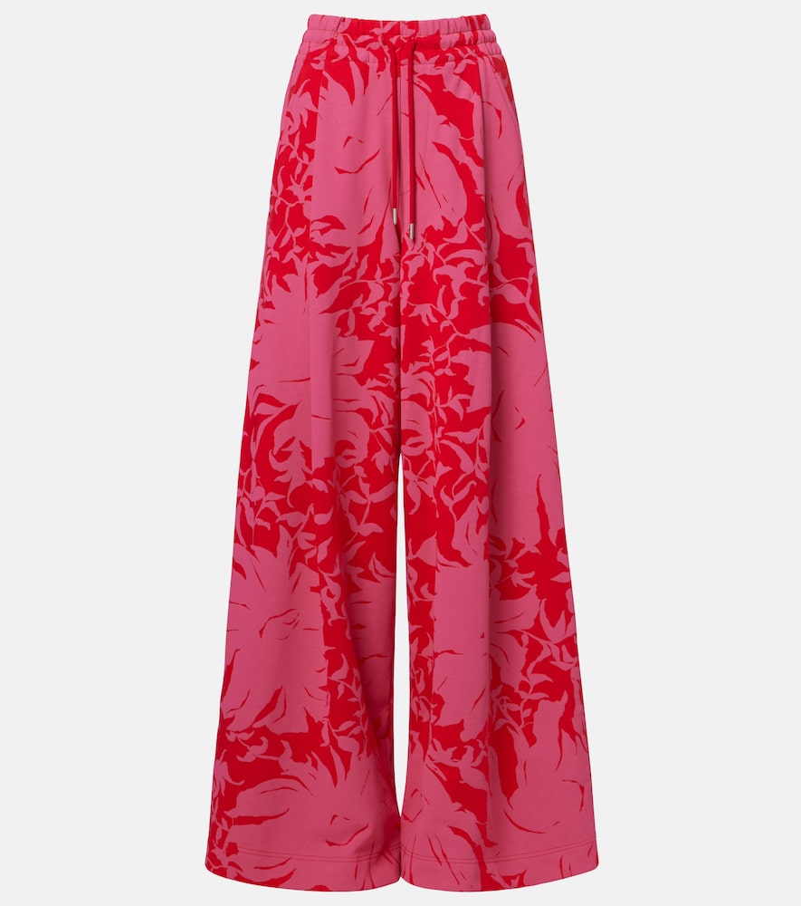 Floral pleated cotton jersey sweatpants