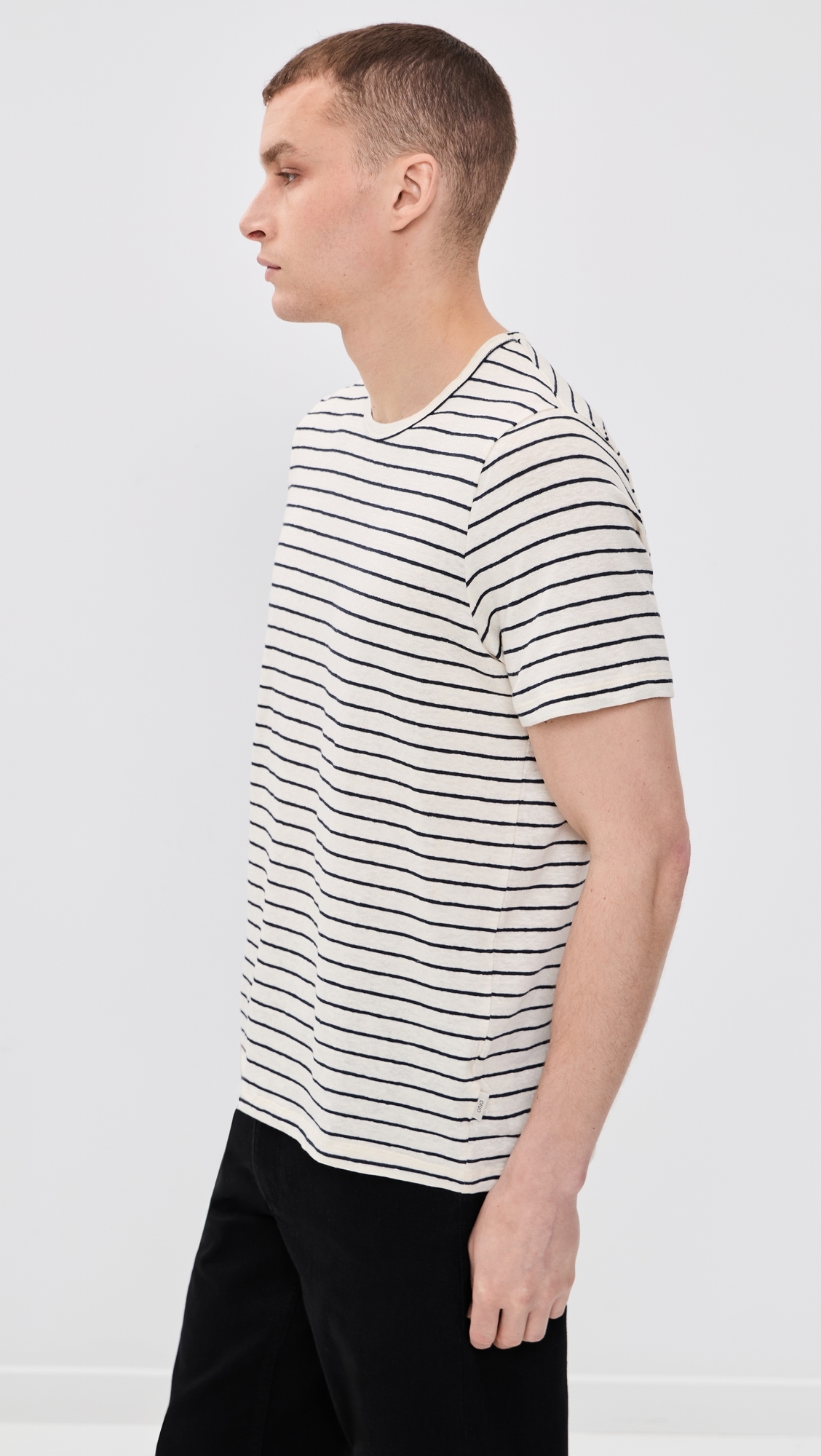 Stretch Linen Tee Midnight/Egret