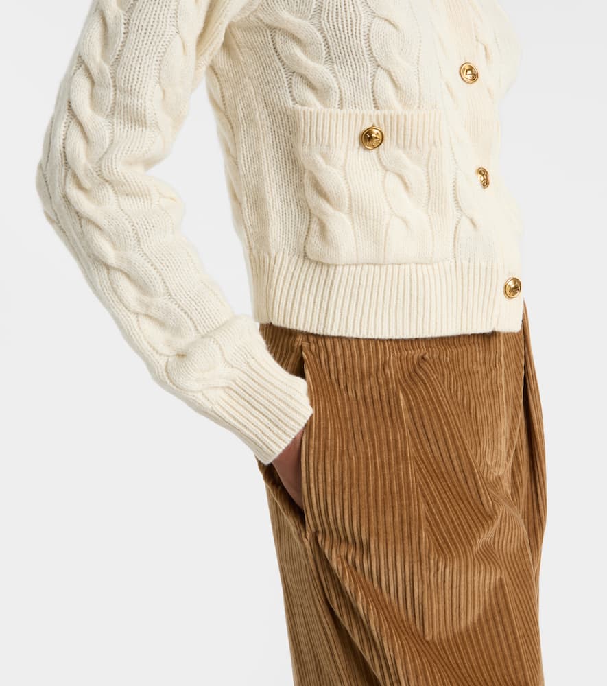 Cable-knit wool and cashmere cardigan