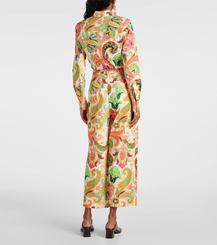 Printed cotton wide-leg pants