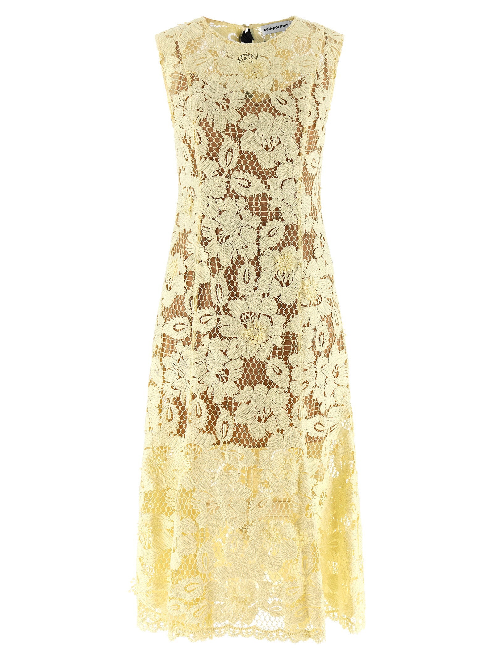 Yellow Crochet Lace Midi Dress