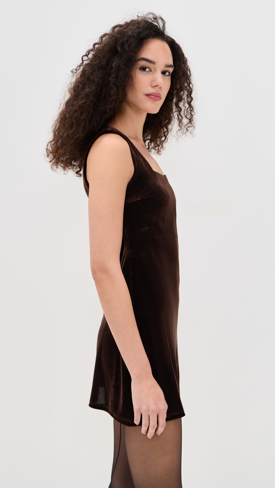 Della Velvet Dress Brown