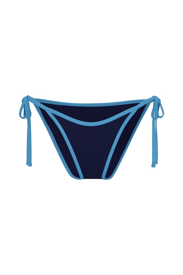 Cheeky Side Tie Bikini Bottom - Blue - Women Clothing