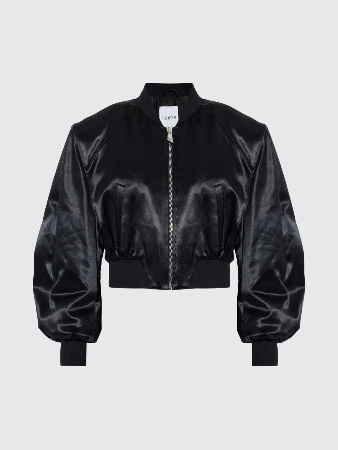 Shiny Satin Bomber Jacket Black