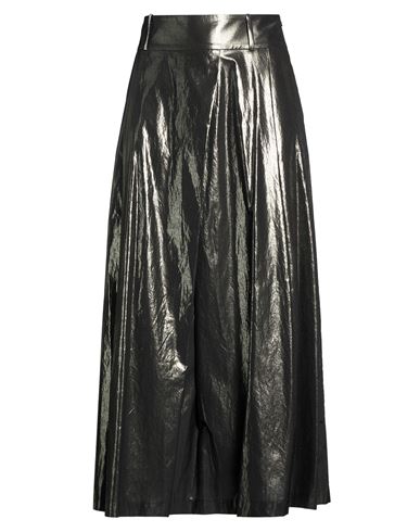 Woman Maxi skirt Gunmetal Size 12 Cotton, Polyester