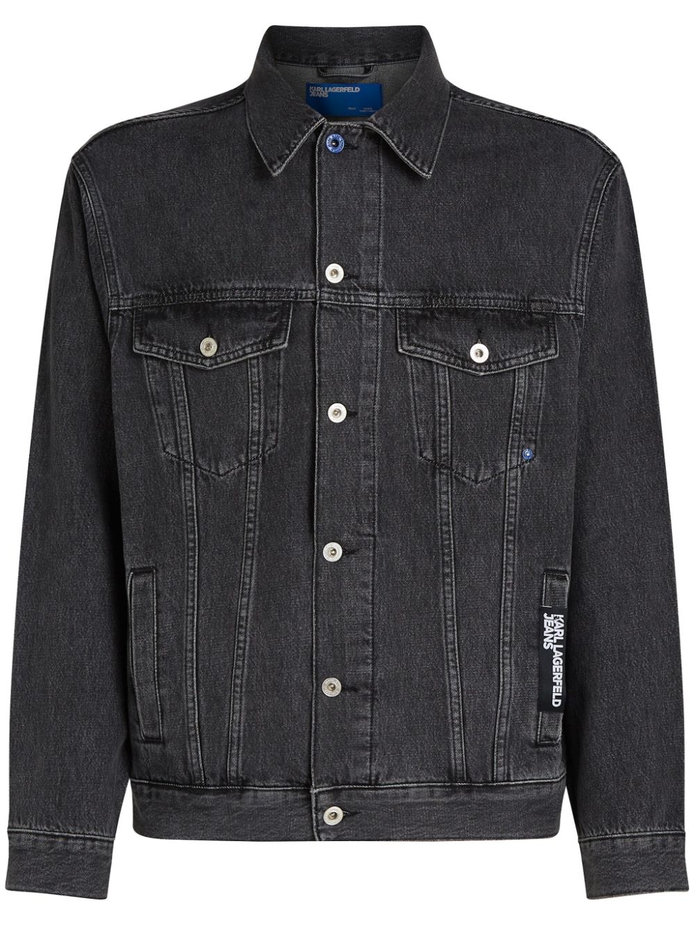 Tokyo-print denim jacket - Grey