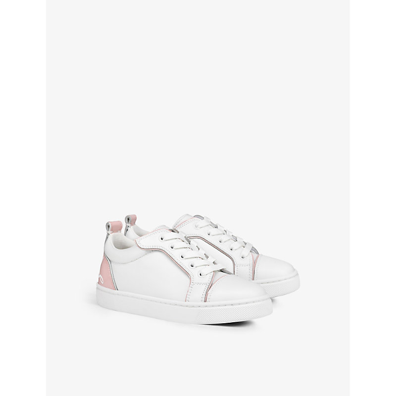 Boys Bianco Kids Funnyto Logo-print Leather Low-top Trainers 