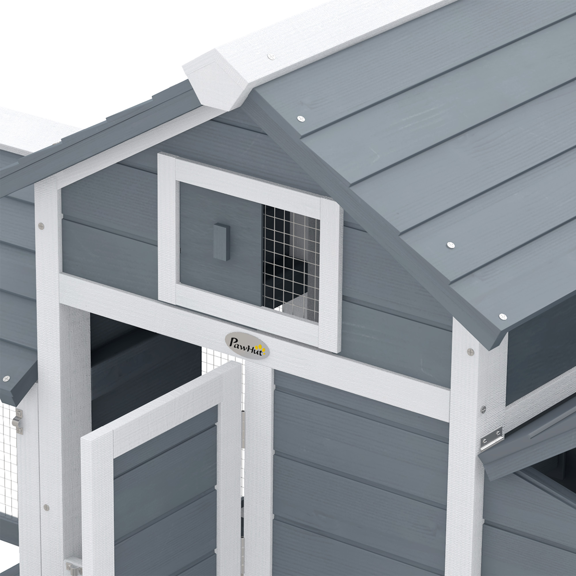 PawHut Wooden Chicken Coop 59 Hen House Poultry Cage 2 Doors Nesting Box White Aosom.co