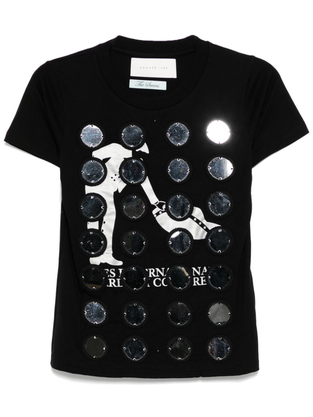 The Reconstituted Mirror Disc embroidery T-shirt - Black