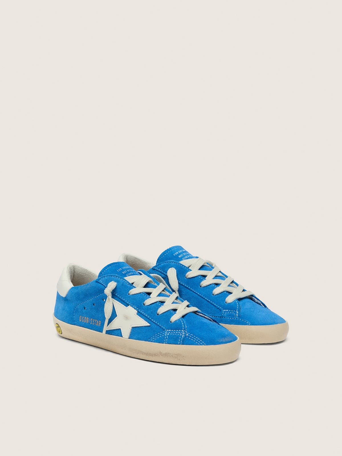 Golden Goose - Junior Super-star In Bright Blue Suede With White Leather Star