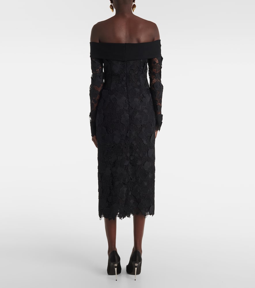 Orchid floral guipure midi dress