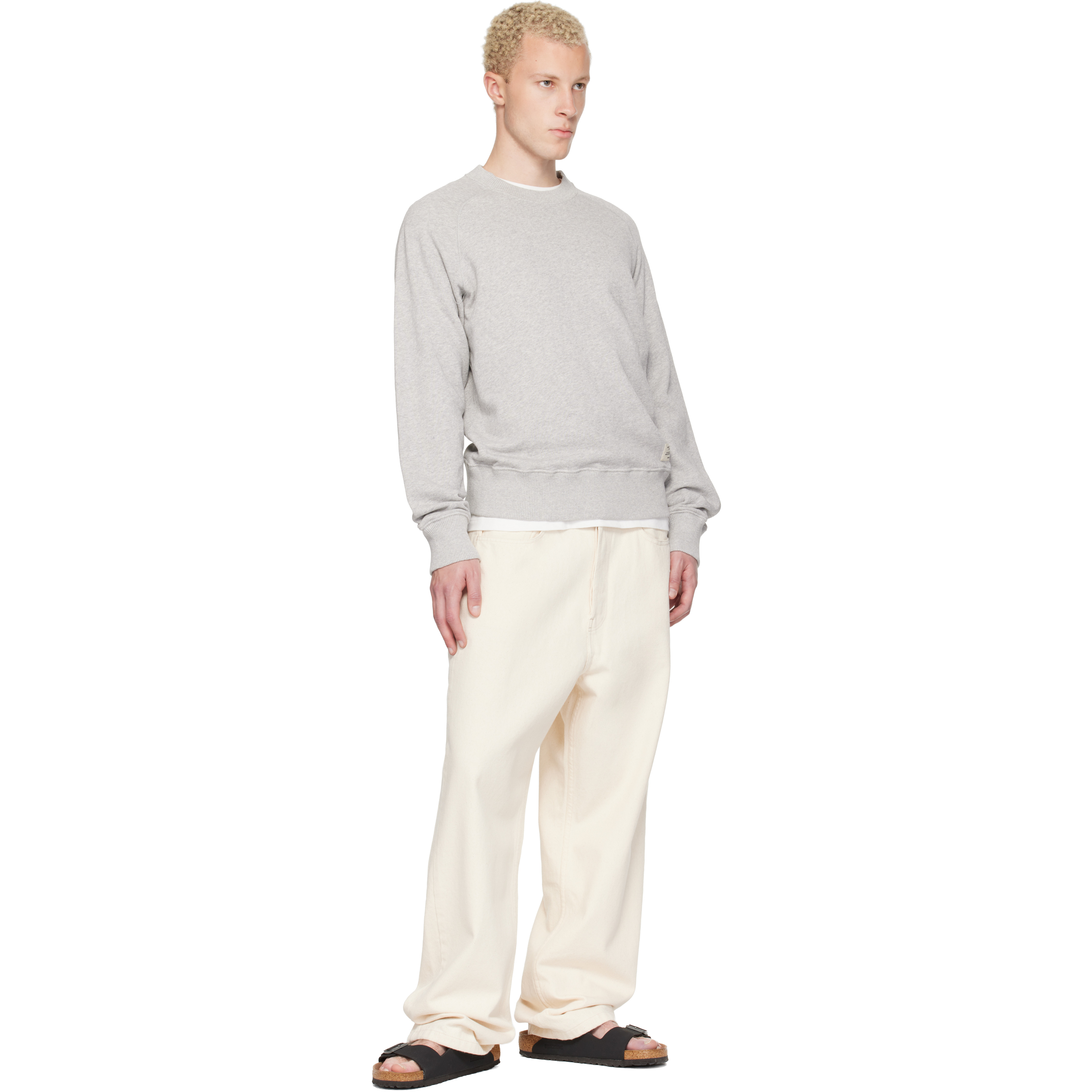 Gray Retro Fleece Raglan Cotton Sweatshirt