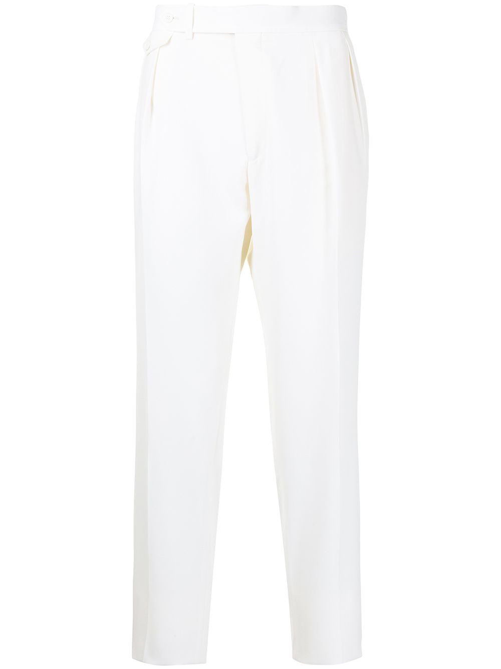 Double-pleat high-waisted trousers - White