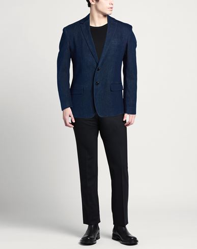 Man Blazer Blue Size 38 Cotton, Elastomultiester, Elastane