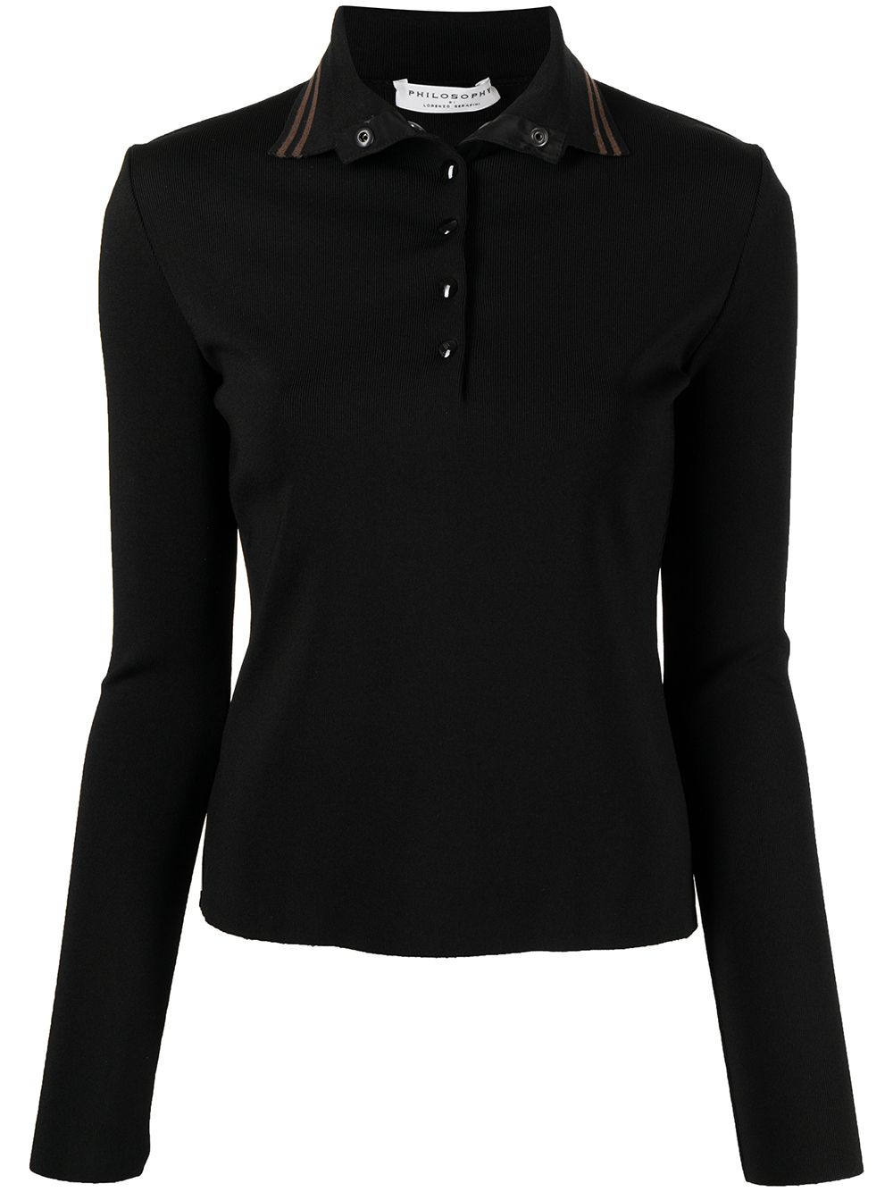 Stretch long-sleeve polo shirt - Black
