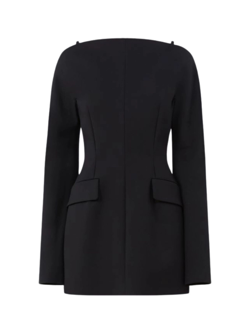 Black Boat Neck Mini Dress
