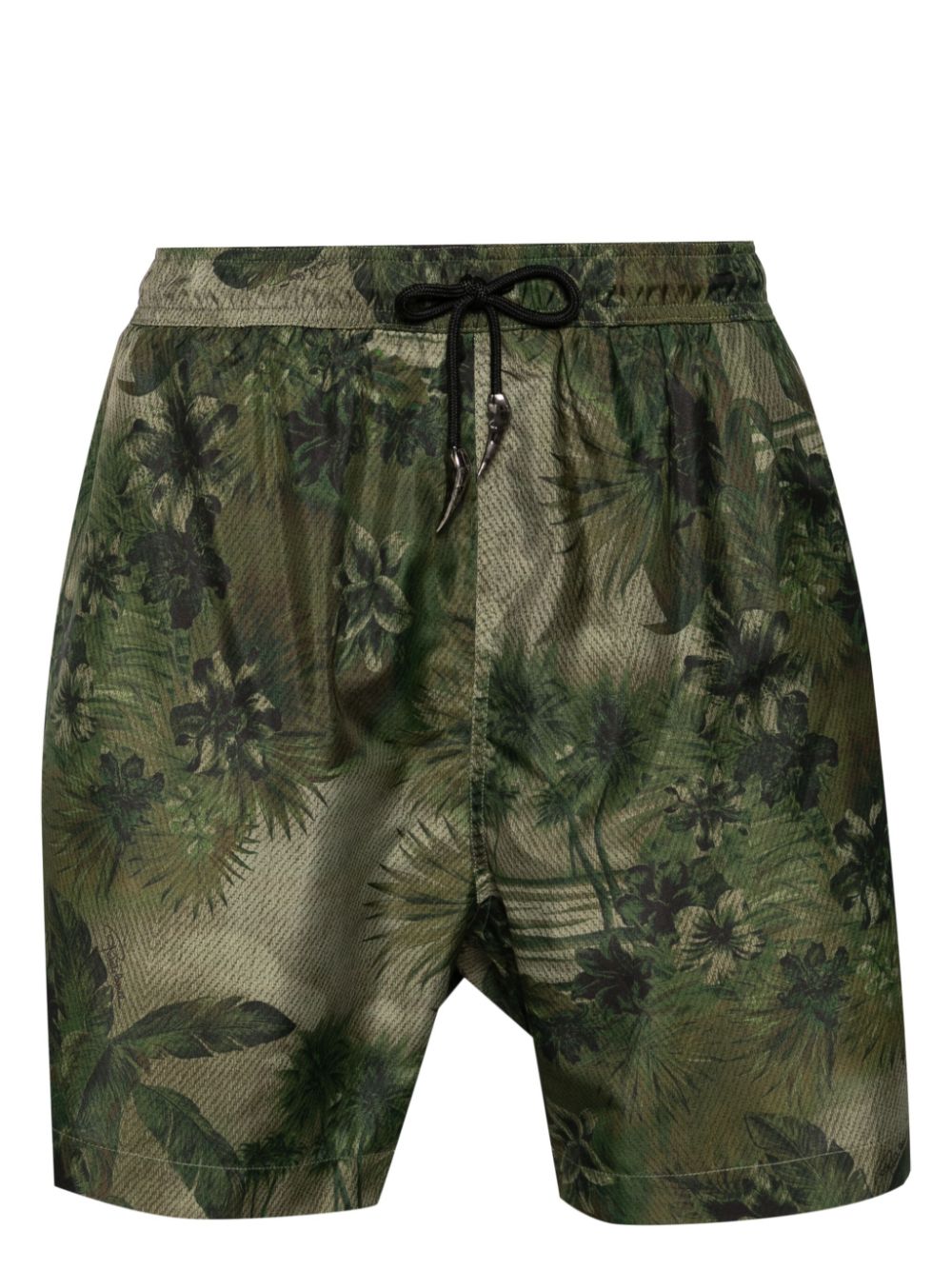 Tiger Tooth-detailed camouflage-print swim shorts - Green