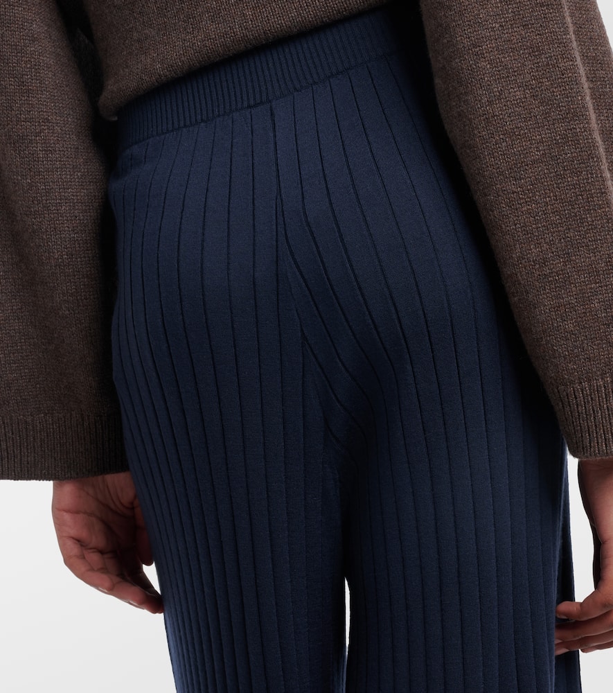 Ribbed-knit wool and cashmere wide-leg pants
