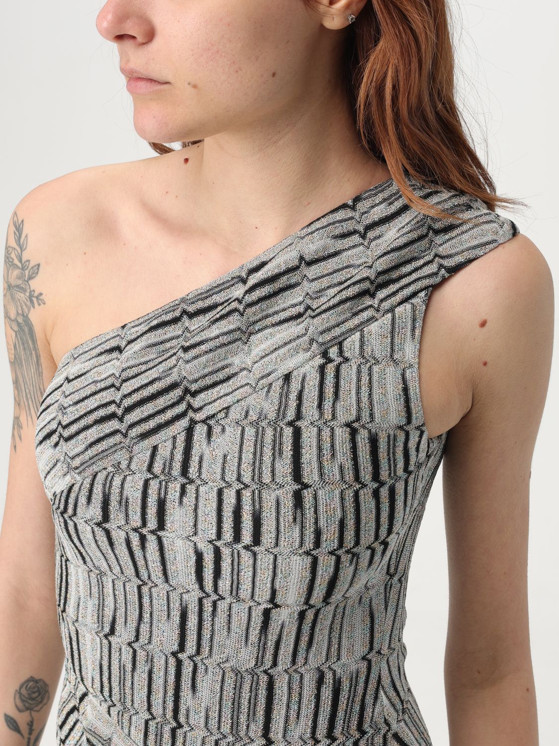 Greek-pattern maxi dress - Silver