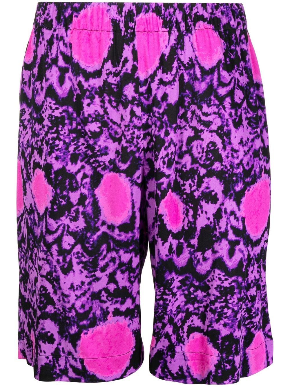 Abstract-pattern silk short