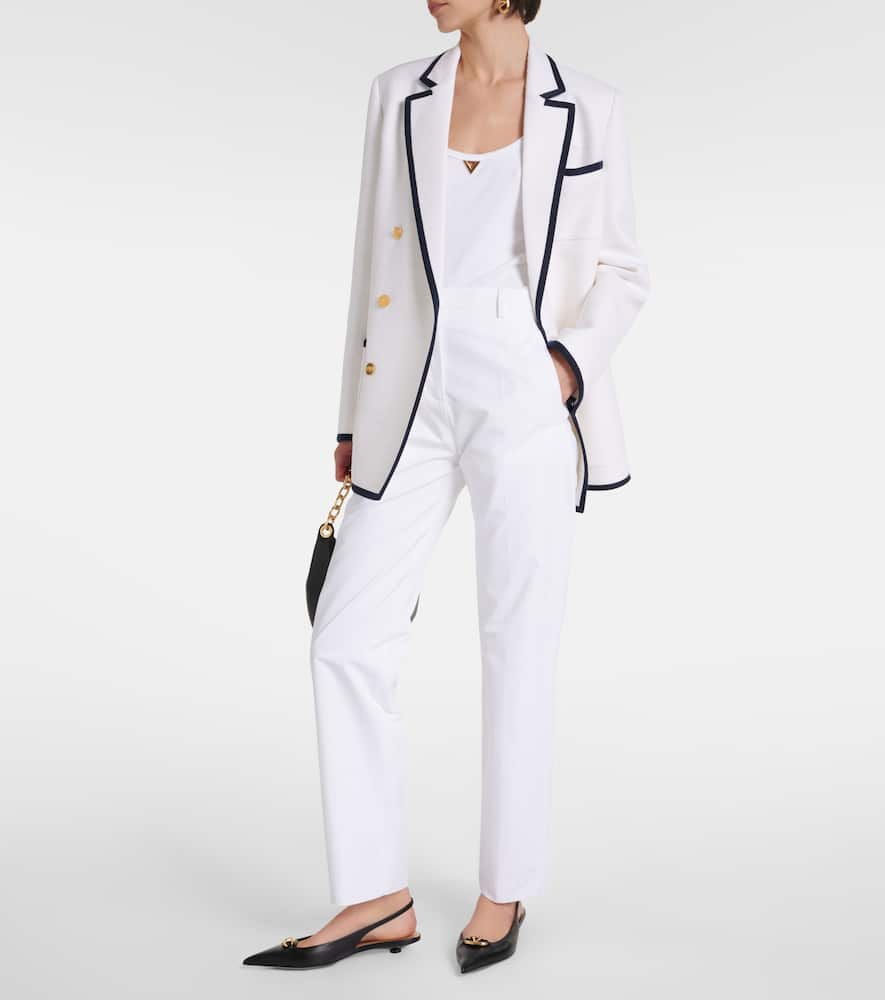 Low-rise cotton slim pants