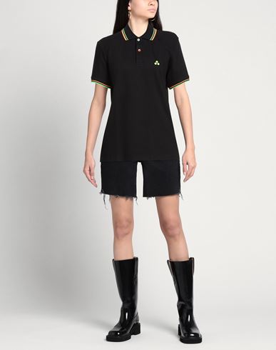 Woman Polo shirt Black Size S Cotton, Elastane