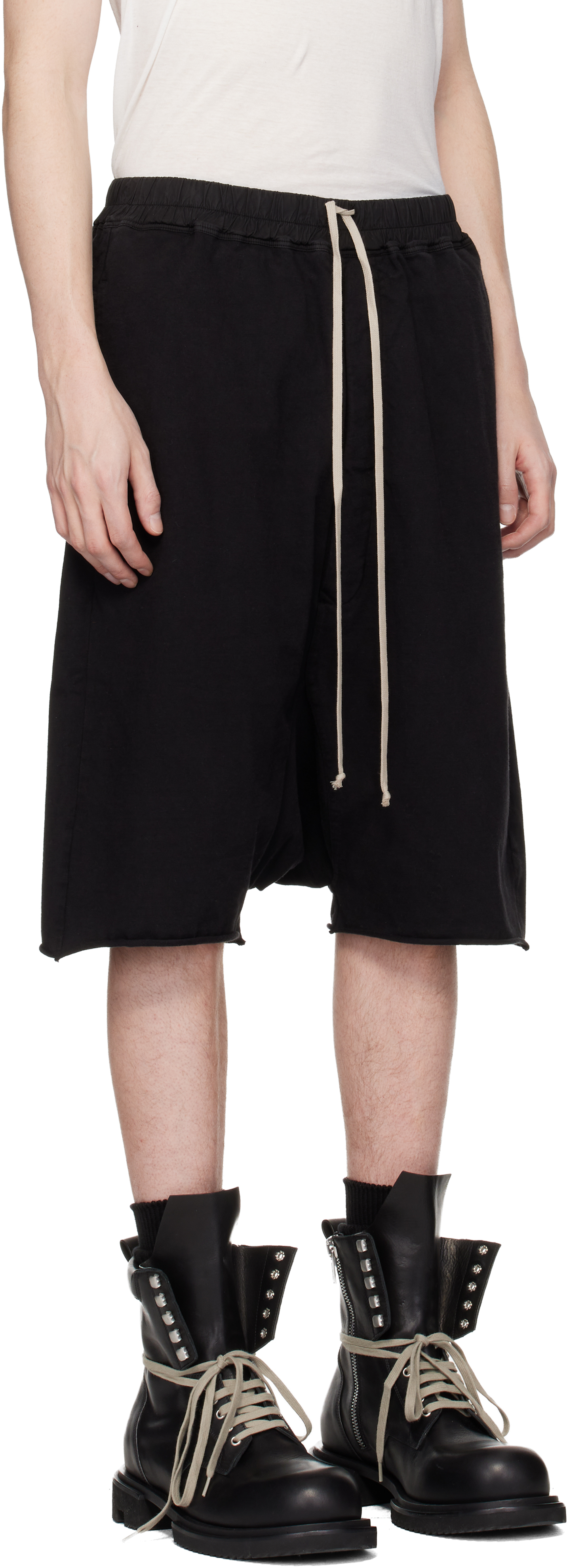 Black Temple Drawstring Pods Shorts