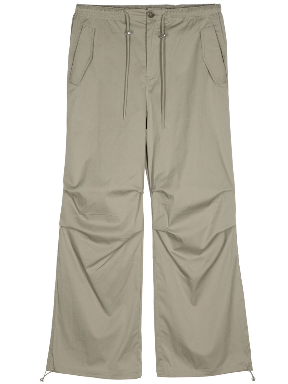 Drawstring-fastening cotton-blend trousers - Green