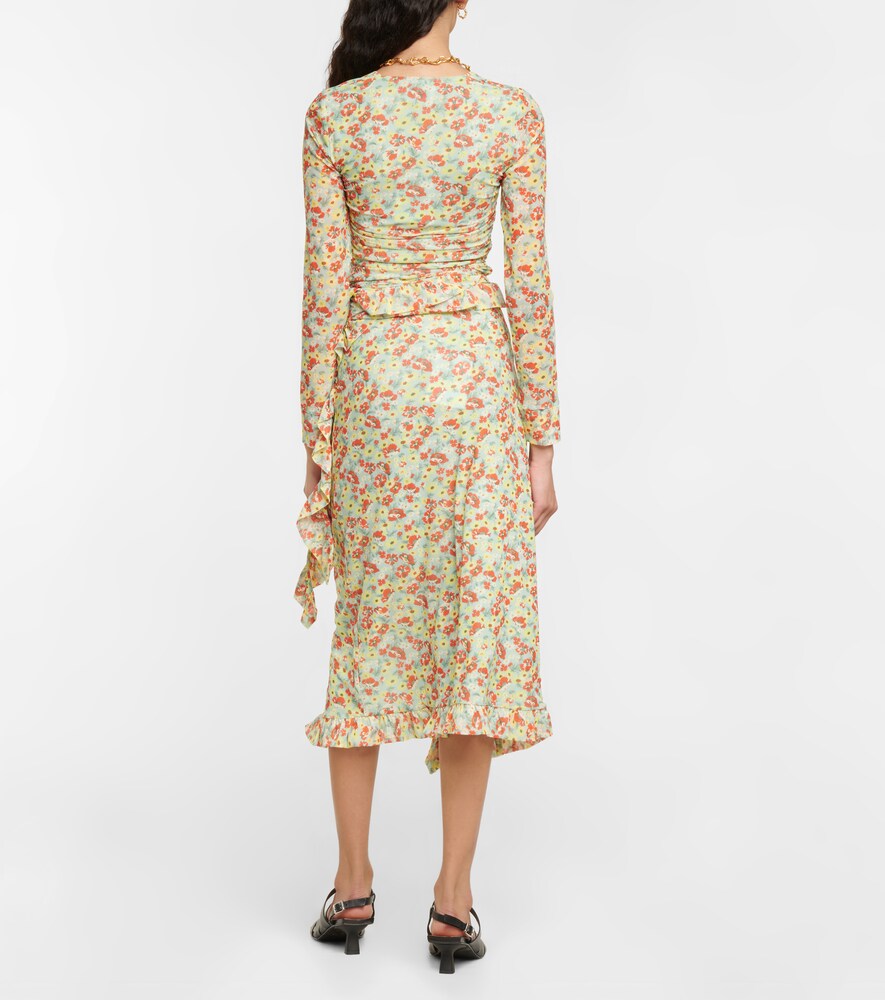 Ganni Floral-print wrap midi skirt