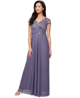 Womens Embellished Short Sleeve Gown