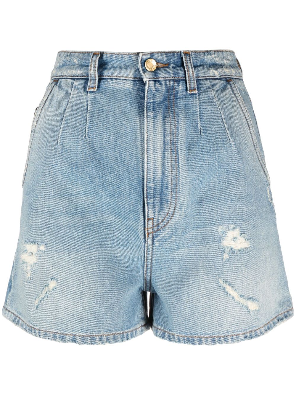High-waisted denim shorts - Blue