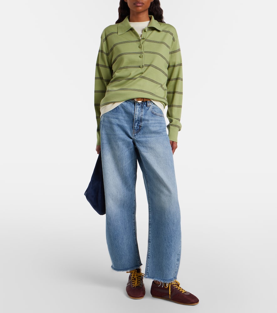 Bubble cropped barrel-leg jeans