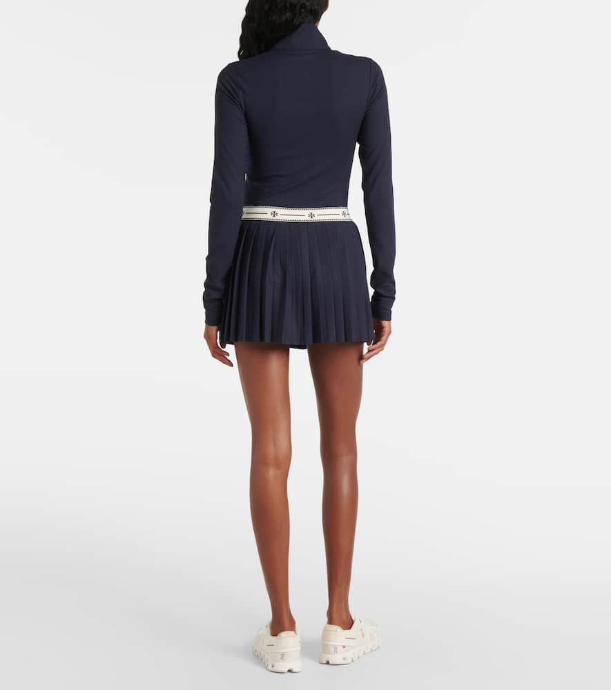 Pleated jacquard miniskirt