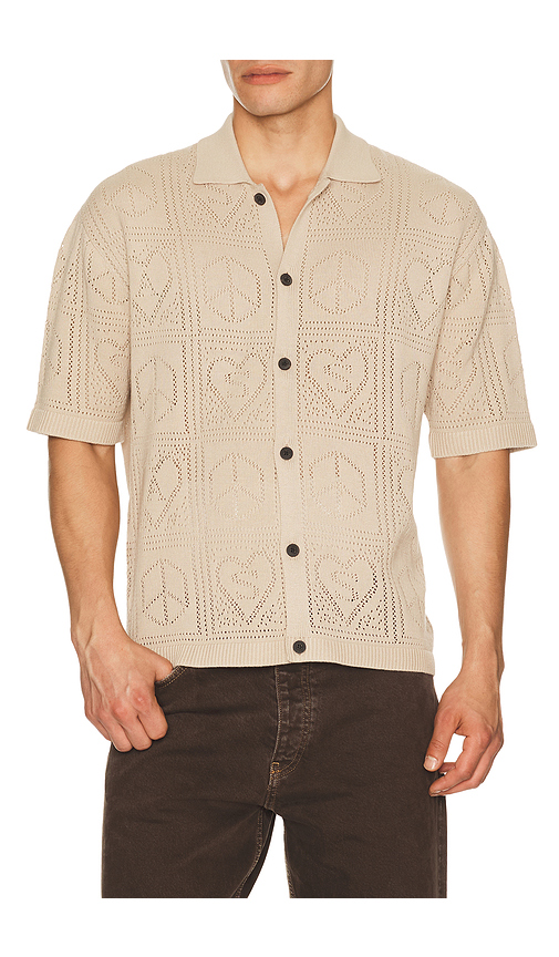 ALLSAINTS Arktx Short Sleeve Cardigan in Brown. S. Also in M, L, XL/1X