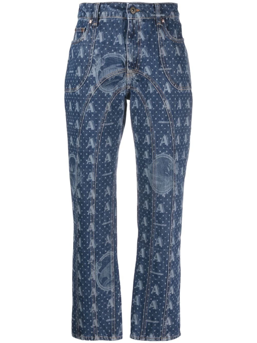 All-over logo-pattern jeans - Blue